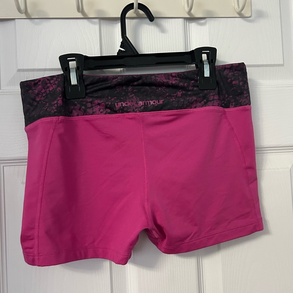 Under Armour Women's Pink and Black Athletic Shorts - Picture 2 of 3